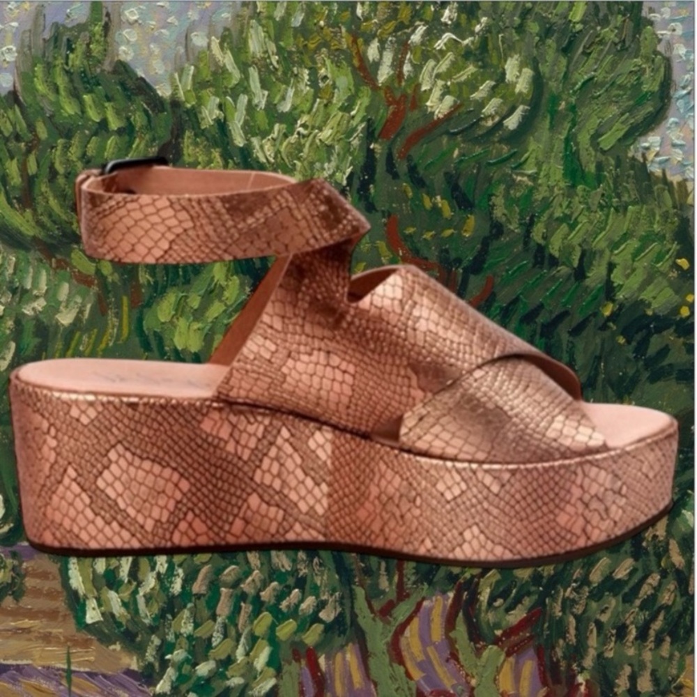 MATISSE RUNAWAY ROSE GOLD SNAKE PLATFORM SANDALS/7 - Picture 12 of 14